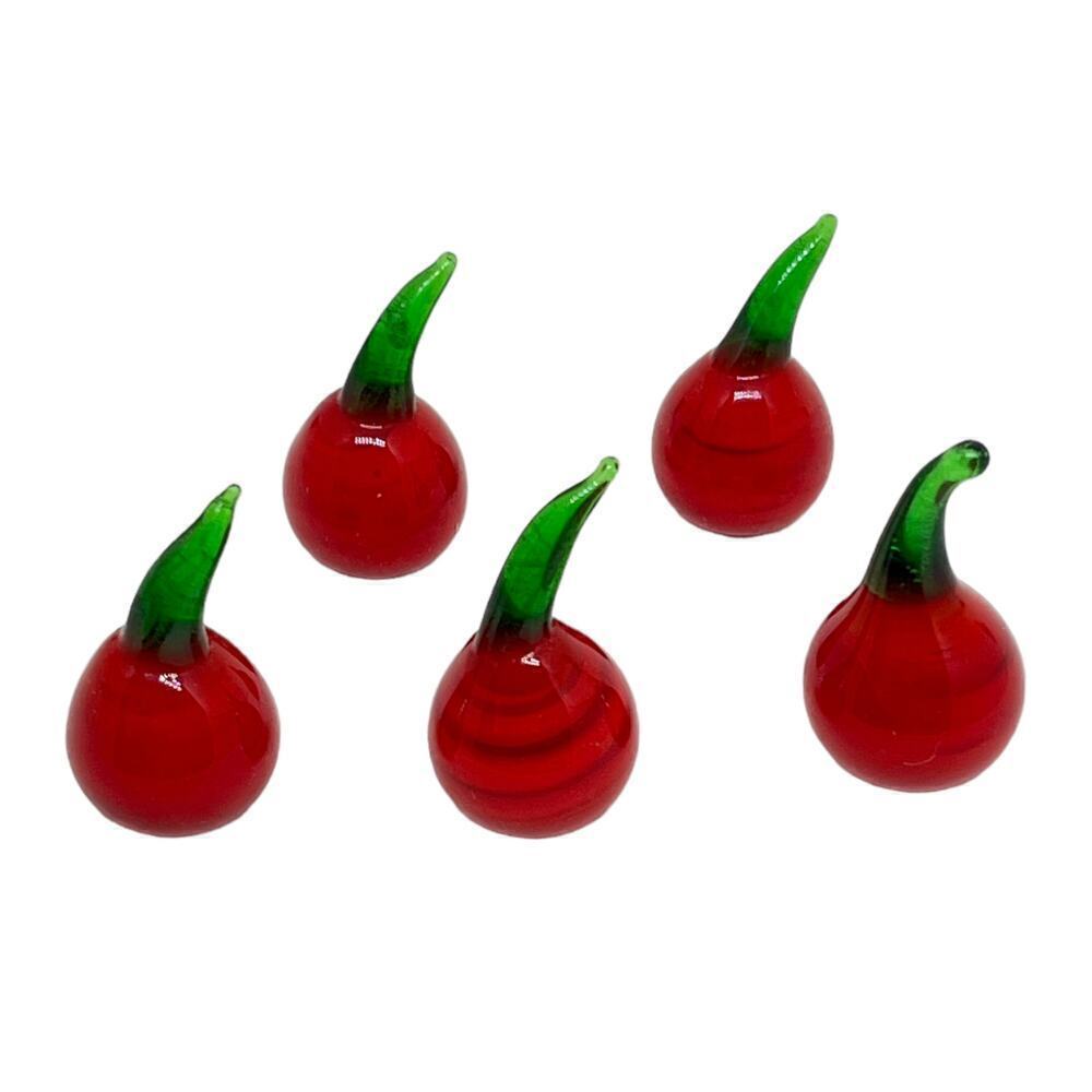 Glass Cherries for Display, Gel Candles, Jewelry Making or Crafts. Set of 5